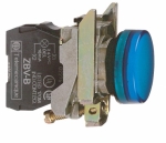 Лампа индикаторная в сборе 1 источник света синяя круглая линза, плоская 220-230В AC d22.5мм СВЕТОДИОД. (LED) IP66 SE _