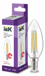 Лампа светодиод 7Вт свеча Е14 3000К 840Лм филамент прозр IEK (10/100)