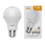 Лампа Gauss Basic A60 11,5W 1060lm 3000K E27 LED 1/10/50