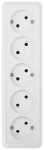 Розетка Intro Quadro 2-209-01 без заземления пятиместная 5х2P 16А-250В IP20 ОУ белый
