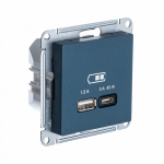 Розетка 2гн USB+USB A+C с/у изумруд механизм высокоскор.заряд. QC PD AtlasDesign Systeme Electric