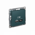 Розетка 2гн USB+USB A+C с/у изумруд механизм высокоскор.заряд. QC PD AtlasDesign Systeme Electric