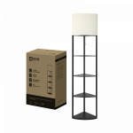 Светильник напольный под лампу этажерка угловая ТНО 11С-Е27-WB белый абажур, черный корпус IN HOME