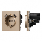 Механизм розетки с USB зарядкой SCT-TENDO-MUAA-PL-GD (230V, 16A) (Arlight, Песочный)