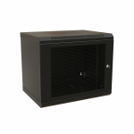 WRline Шкаф настенный 19-дюймовый (19"), 15U, 775x600х600мм, перфорированная металлическая дверь с замком, цвет черный (RAL 9004) (разобранный)