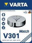 Элемент питания для часов SR43 (V 301) оксид серебра блистер 1шт Varta (1/10)
