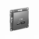 Розетка 2гн USB+USB A+C с/у сталь механизм высокоскор.заряд. QC PD AtlasDesign Systeme Electric