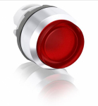 Фронтальная часть нажимной кнопки высок., 1 упр. элемент цвет красный с круг. линзой, с подсветкой, без фиксации, ABB