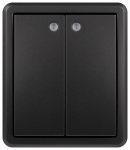 Выключатель ЭРА Эксперт 11-1205-05 двойной с подсветкой IP20 10АХ-250В ОУ антрацит