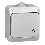 Кнопочный выключатель в сборе одиночный накладной 10А 220-250В пластик серый IP44 SE Этюд