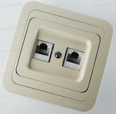 Розетка 2гн ТФ+ТФ RJ11+RJ11 с/у крем Lilium Natural Kare Makel (1/12/120)