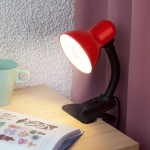 Светильник настольный на прищепке под лампу 40Вт Е27 красный N-212-E27-40W-R ЭРА (50/400)