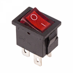 Выключатель клавишный 250V 6А (4с) ON-OFF красный с подсветкой Mini REXANT (10/10/1000)