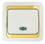 Выключатель 1кл с подсв с/у белый вставка золото IP20 Mimoza Makel (1/12/120)
