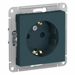 Розетка 1гн с З/К шторки с/у изумруд механизм 16А AtlasDesign Systeme Electric