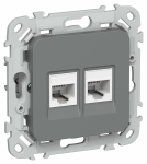 FLITE Роз 2я RJ45/RJ11 кат.5Е/3 UTP РКТ5е/3-2-0-ФлМА м/а IEK