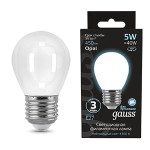 Лампа светодиод 5Вт Шар 450Лм 4100К Е27 филамент молочн LED Gauss Filament 1/10/50