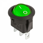 Выключатель клавишный круглый 12V 20А (3с) ON-OFF зеленый  с подсветкой (RWB-214) REXANT (10/10/3000)