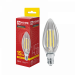 Лампа светодиодная LED-СВЕЧА-deco 15Вт 230В Е14 3000К 1455Лм прозрачная IN HOME Лампа светодиодная LED-СВЕЧА-deco 15Вт 230В Е14 3000К 1455Лм прозрачная IN HOME