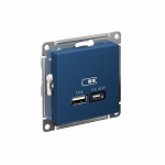 Розетка 2гн USB+USB A+C с/у аквамарин механизм высокоскор.заряд. QC PD AtlasDesign Systeme Electric