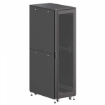 Шкаф напольный разобранный 19   IT-CQE-N 42U 800x1000мм, крыша с вырубкой, дверь стекло и двойная сплошная металл, двойные боковые панели, черный RAL9