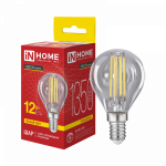 Лампа светодиодная LED-ШАР-deco 12Вт 230В Е14 3000К 1350Лм прозрачная IN HOME Лампа светодиодная LED-ШАР-deco 12Вт 230В Е14 3000К 1350Лм прозрачная IN HOME