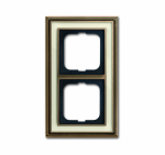 Рамка 2-пост. цвет латунь Латунь античная/белое стекло матовый, металл горизонт. и вертик., IP20 ДИНАСТИЯ ABB
