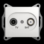 Розетка 2гн ТВ+спутник TV+SAT проходная с/у белый механизм Glossa Schneider Electric  (1/10)