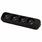 Колодка К4-2000 б/з 4 розетки 10А 250В черная PLEXUP