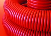 Труба гофрированная  d-40мм ПНД гибкая для кабельной канализациис протяжкой, SN18, 500Н, в бухте 50м, цвет красный