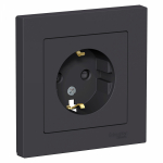 Розетка 1гн с З/К шторки с/у карбон в сборе 16А AtlasDesign Systeme Electric (1/5)