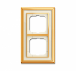 Рамка 2-пост. цвет латунь Латунь полированная/белое стекло глянцевый, металл горизонт. и вертик., IP20 ДИНАСТИЯ ABB