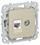 FLITE Роз. 2-я RJ45/TV кат.5Е UTP РКТВ5е-2-0-ФлШ шам. IEK