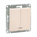 Механизм выключателя, двухклавишный, с подсветкой, кремовый Эпика EKF