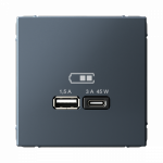 Розетка 2гн USB+USB A+C с/у грифель механизм высокоскор.заряд. QC PD ArtGallery Systeme Electric (1/8/16)