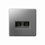 ARTGALLERY РОЗЕТКА двойная компьютерная RJ45+RJ45, кат. 5е, механизм, СТАЛЬ