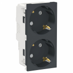 Розетка 2гн с З/К шторки с/у антрацит в сборе винт.клем. 16А Unica NEW Schneider Electric