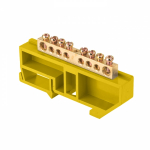 Шина "0" N (6x9мм) 8 отв. латунь желтый изолятор на DIN-рейку EKF (20/20/500)