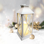 Декоративный фонарь со свечой 14x14x29 см, IP20 белый корпус, теплый белый цвет свечения NEON-NIGHT
