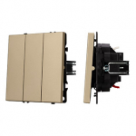 ARL NOBE Выключатель 3 кл софт-тач золотой песок SWT-MK03-SFPL-GD (250V, 10A) (Arlight, -)