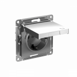 ATLASDESIGN РОЗЕТКА с заземл. со шторками с крышкой, 16А, IP20, механизм, СТАЛЬ