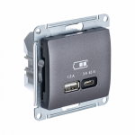 Розетка 2гн USB+USB A+C с/у графит механизм высокоскор.заряд. QC PD Glossa Schneider Electric