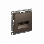 Розетка 2гн комп+комп RJ45+RJ45 с/у мокко механизм кат.5е AtlasDesign Systeme Electric  (1/10)