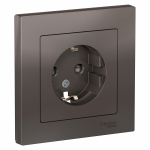Розетка 1гн с З/К шторки с/у мокко в сборе 16А AtlasDesign Systeme Electric