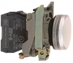 Лампа индикаторная в сборе 1 источник света белая круглая линза, плоская 24В AC/DC d22.5мм СВЕТОДИОД. (LED) IP66 SE _