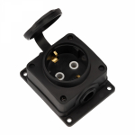 Розетка (колодка) влагозащищенная с крышкой 1 гнездо COMPACT, с/3, 16А, IP54, каучук, черная REXANT