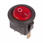 Выключатель клавишный круглый 250V 6А (3с) ON-OFF красный с подсветкой Rexant (10/10/3000)