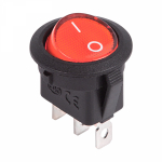 Выключатель клавишный круглый 12V 20А (3с) ON-OFF красный с подсветкой REXANT (10/10/3000)