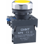 Кнопка упр. NP8-20BND/5 подствет., самовозв., желт., AC110-230В(LED), 2НО, IP65 (R)