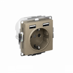 Розетка 1гн с З/К+2хUSB с/у шампань механизм 16А AtlasDesign Systeme Electric (1/10)